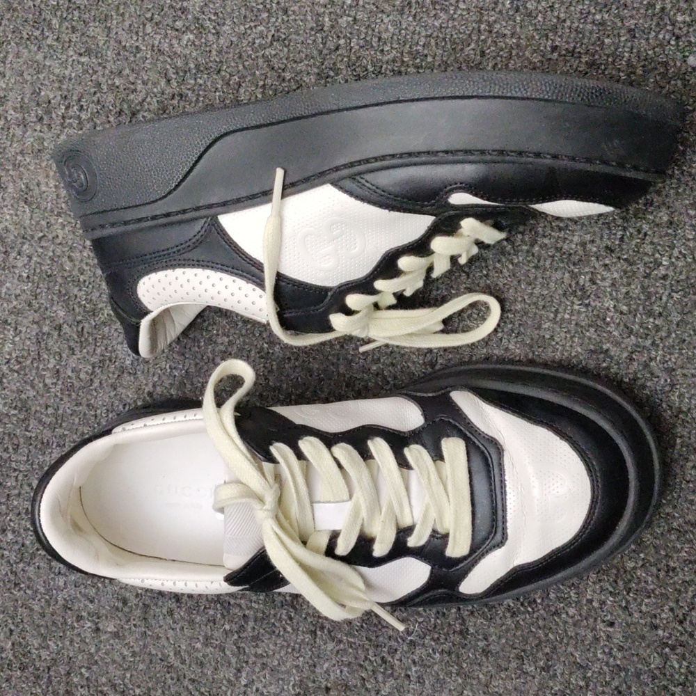 Gucci "Panda" GG Embossed Leather Sneakers